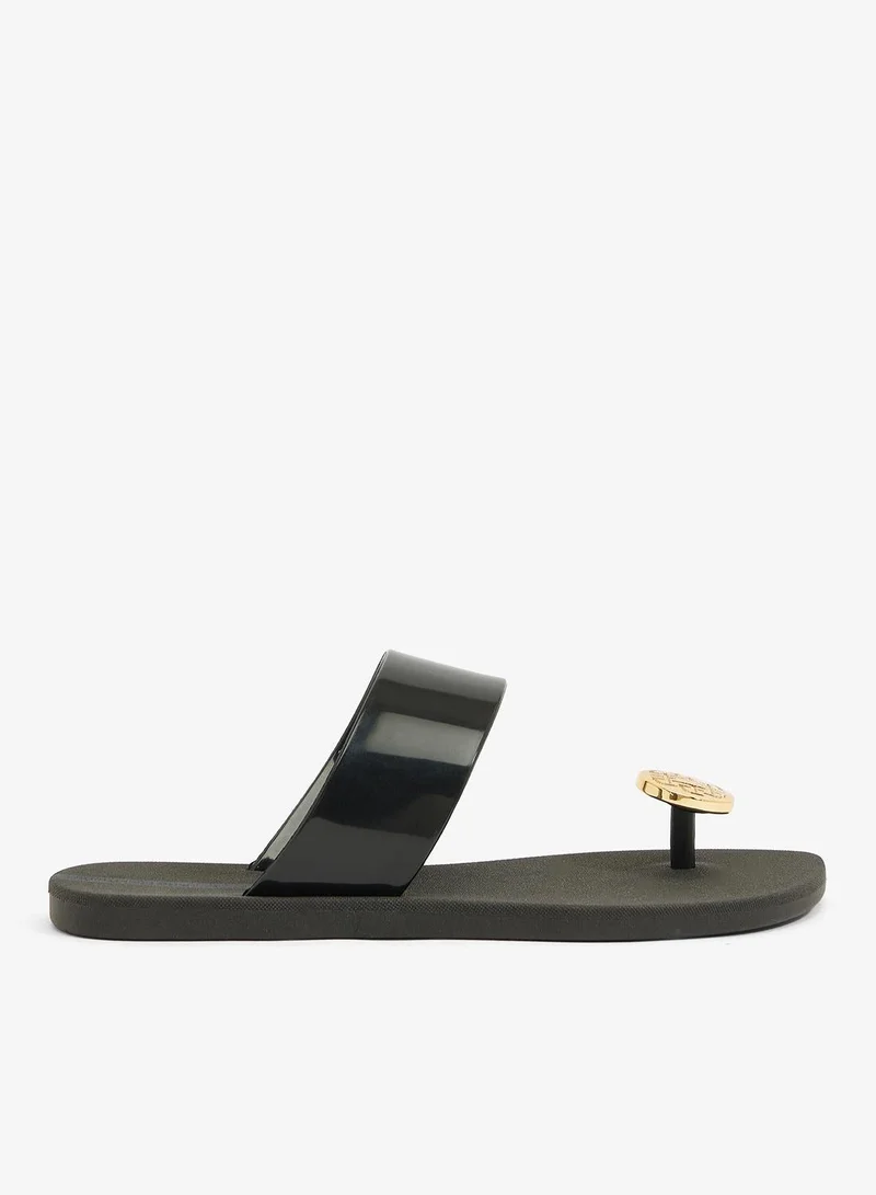Women's Single Strap Metal Sandals Black