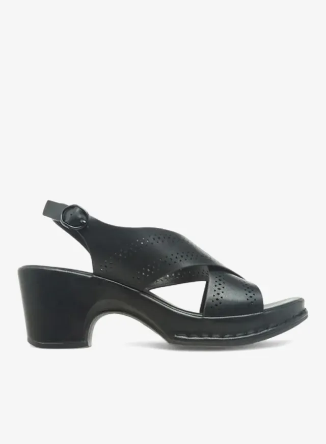 Women's Perforated Cross Strap Block Heel Sandals – image 2