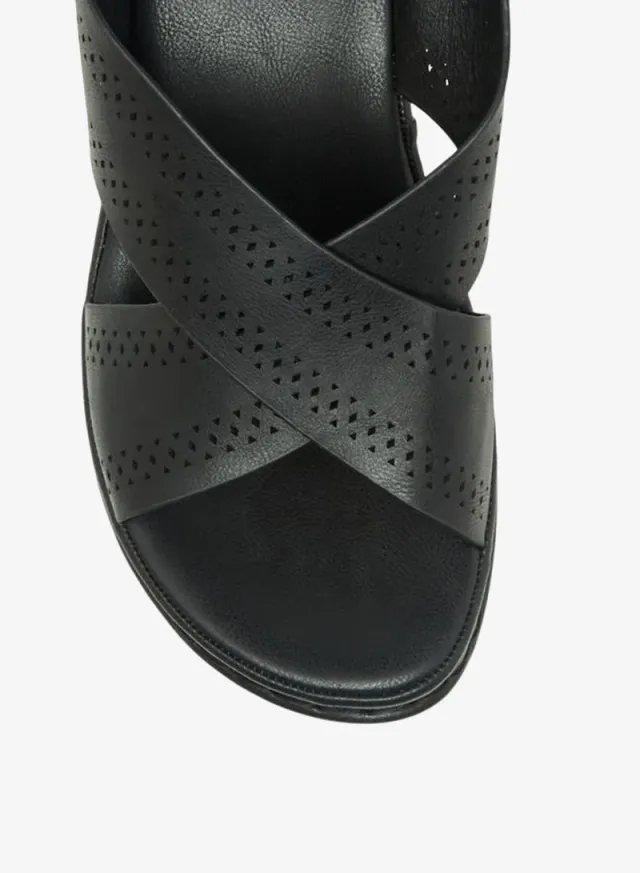Women's Perforated Cross Strap Block Heel Sandals – image 4