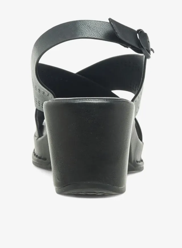 Women's Perforated Cross Strap Block Heel Sandals – image 5