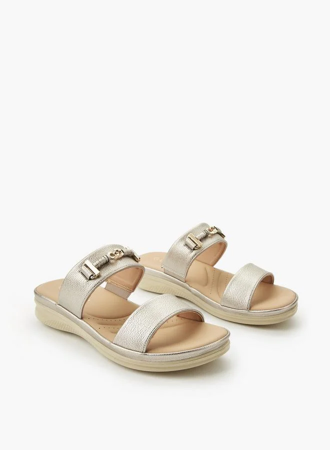 Women's Metallic Detail Slide Sandals