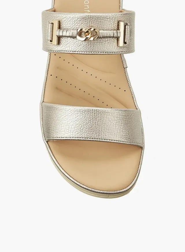 Women's Black PU Slide Sandals with Decorative Buckle and Comfortable Footbed – image 4