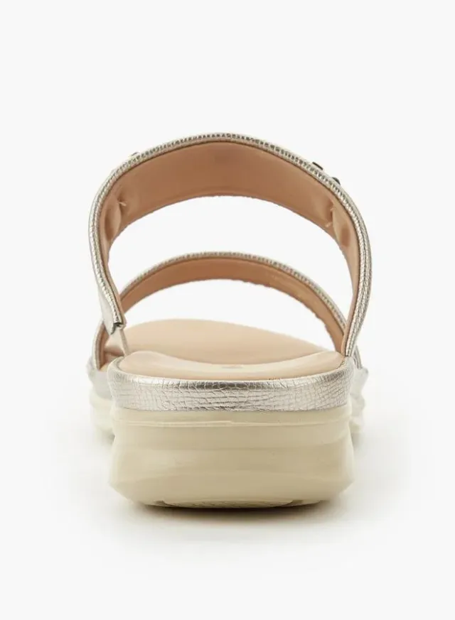 Women's Black PU Slide Sandals with Decorative Buckle and Comfortable Footbed – image 5