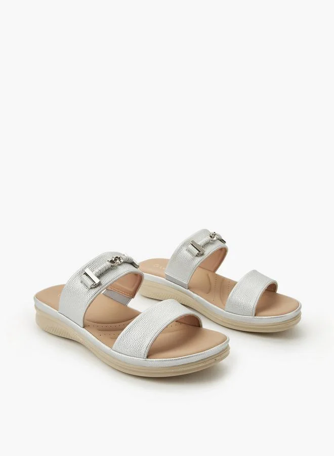Women's Metallic Detail Slide Sandals