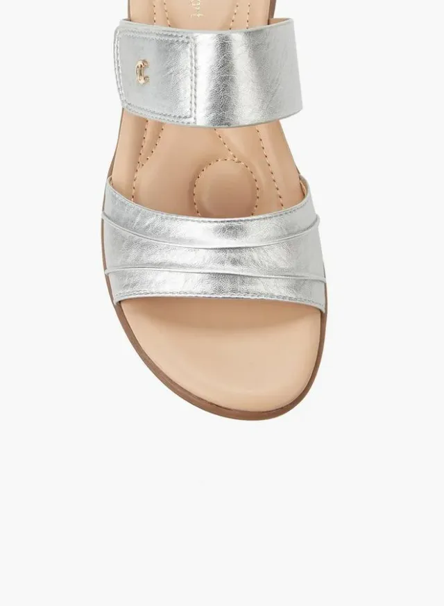 Women's Beige PU Slip-On Sandals with Hook & Loop Straps – image 4