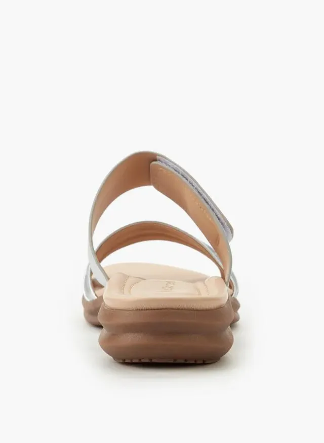 Women's Beige PU Slip-On Sandals with Hook & Loop Straps – image 5