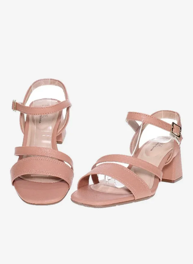 صنادل بكعب متوسط للنساء - صنادل بكعب مفتوح من الخلف للبنات مع رباط للكاحل – صورة 5