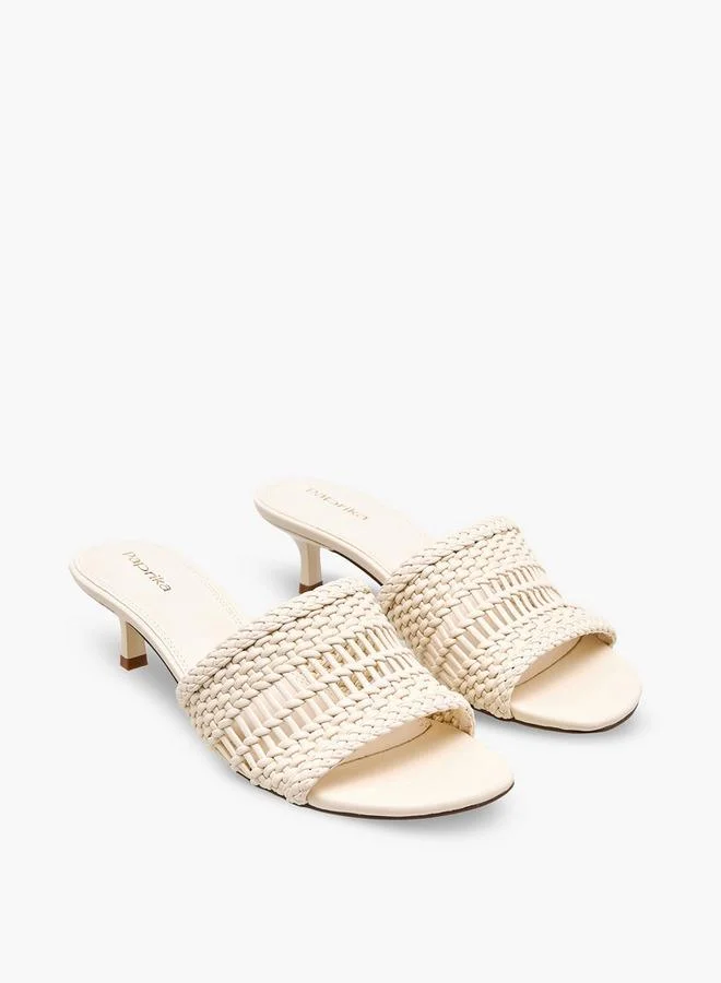 Textured Kitten Heel Sandals