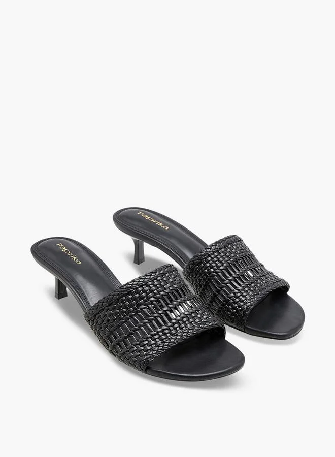 Textured Kitten Heel Sandals