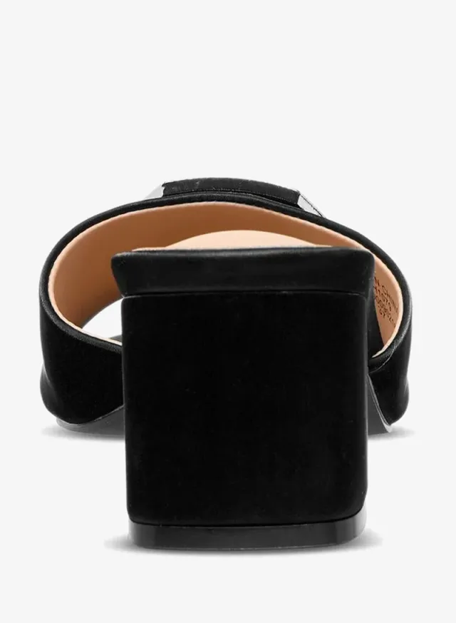Brown PU Slip-On Sandals with Block Heel and Embellishment – image 5