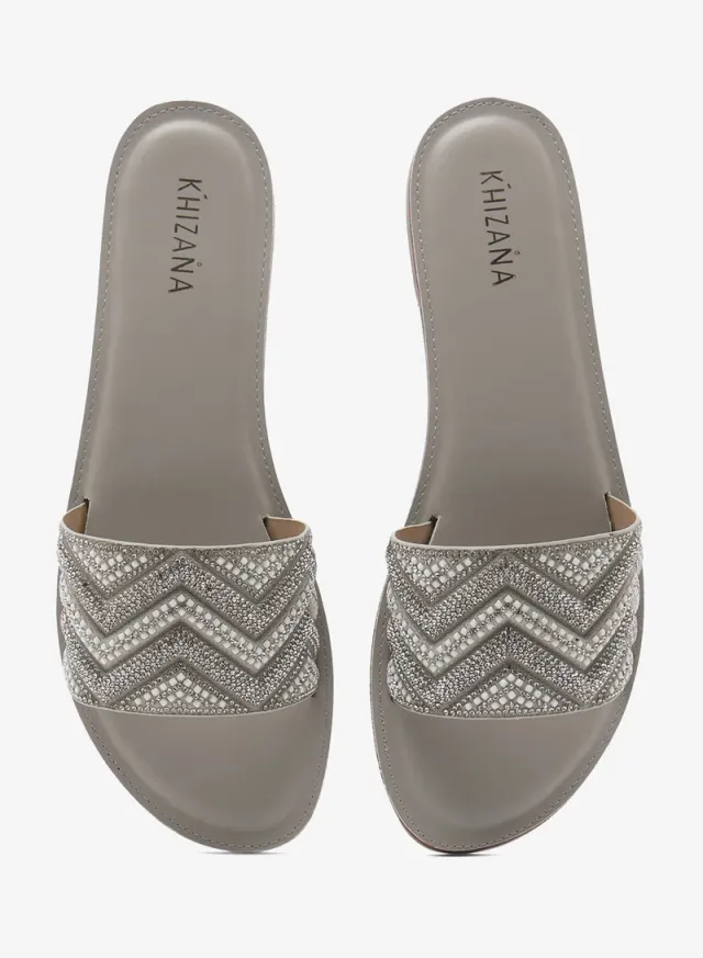 Rhinestone Flat Sandals – image 4