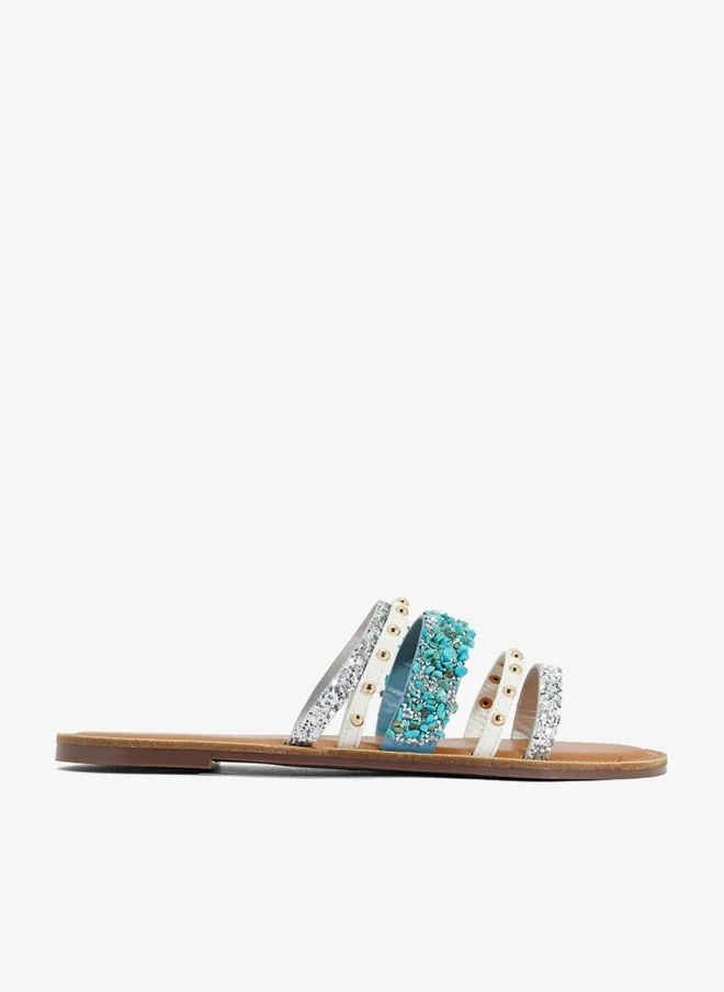 Multi Strap Studded Flat Sandal