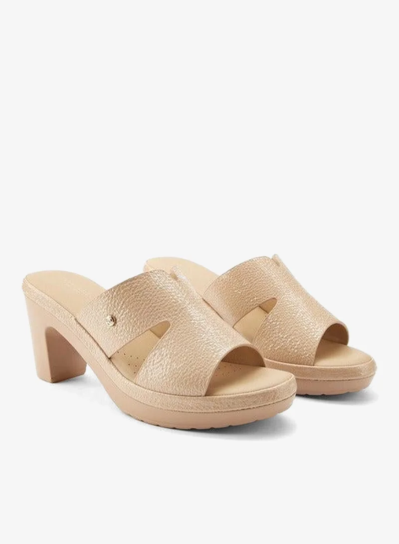 Textured Slip-On Block Heel Sandals
