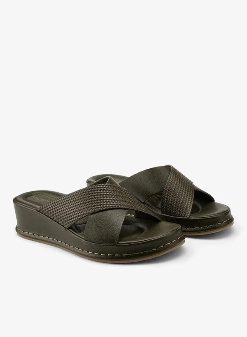 Textured Criss-Cross Slip-On Sandals