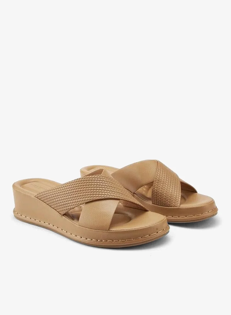 Textured Criss-Cross Slip-On Sandals