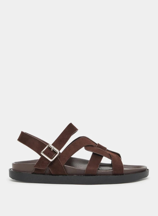 Leather Strappy Sandals Brown