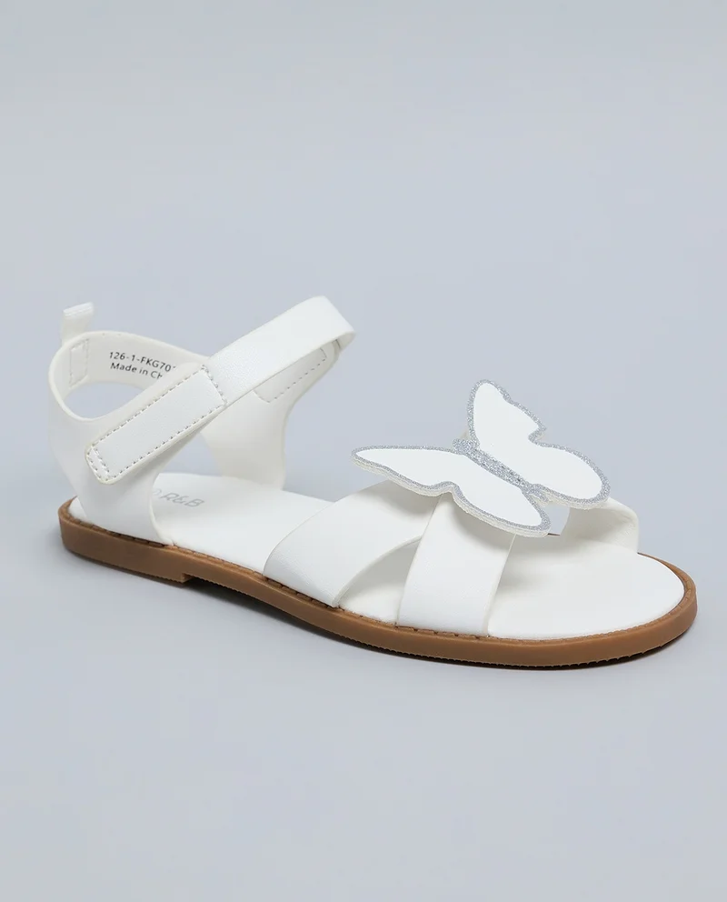 Appliqued Ankle Strap Flat Sandals