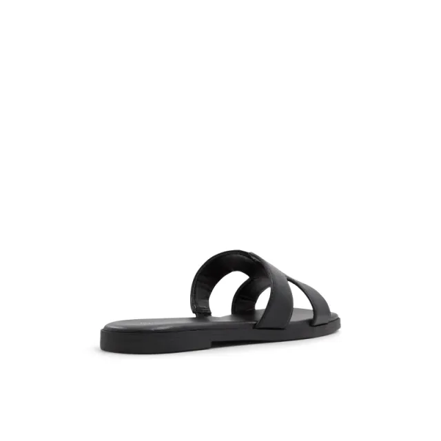 Black Flat Square Toe Slide Sandals for Women – image 2