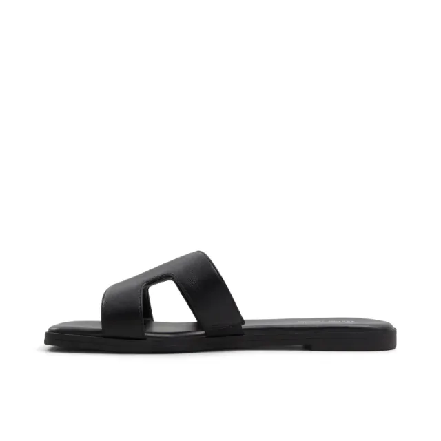 Black Flat Square Toe Slide Sandals for Women – image 3