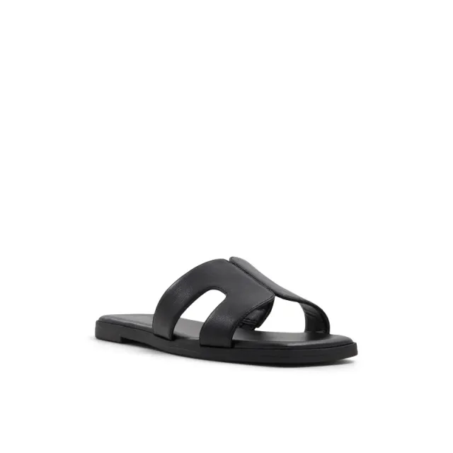 Black Flat Square Toe Slide Sandals for Women – image 4