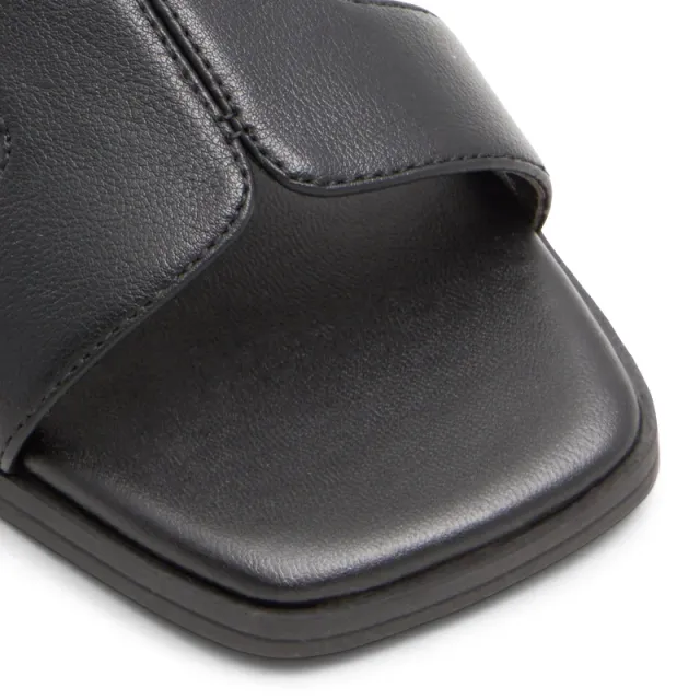 Black Flat Square Toe Slide Sandals for Women – image 5