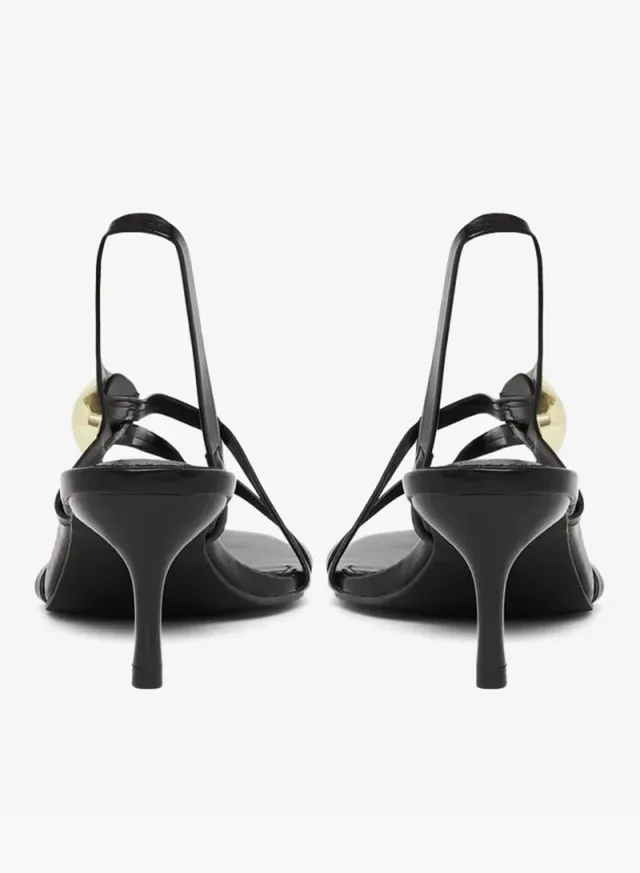 Strappy Sandals with Gold Detail Black – image 4