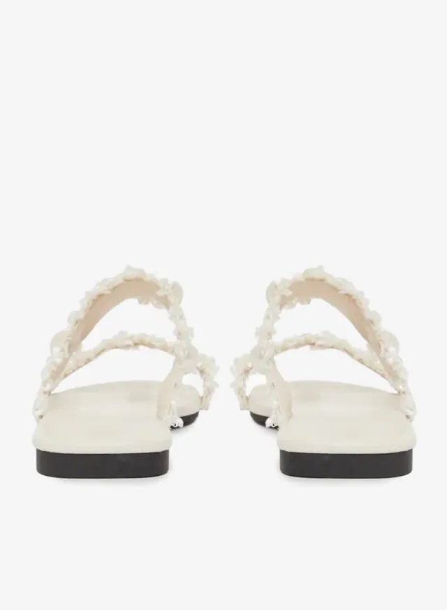 Pearl Embellished Slides Beige – image 4