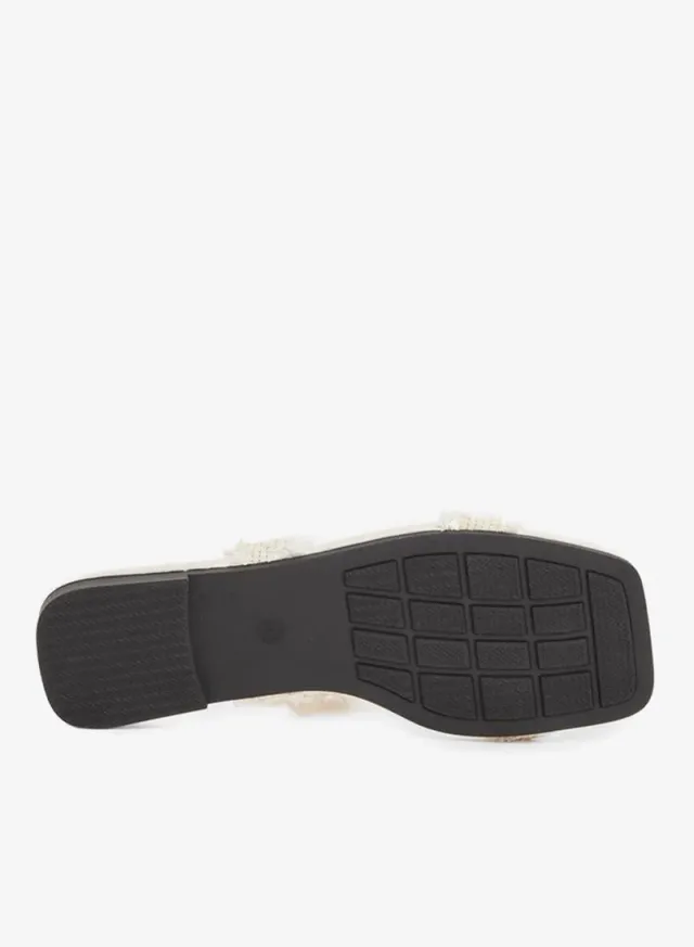 Pearl Embellished Slides Beige – image 5