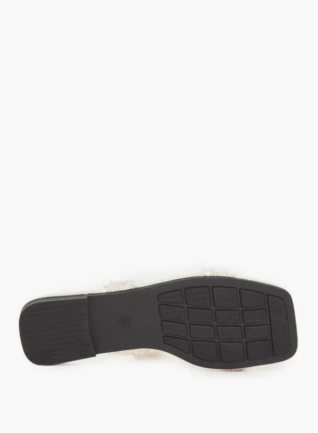 Pearl Embellished Slides Beige – image 6