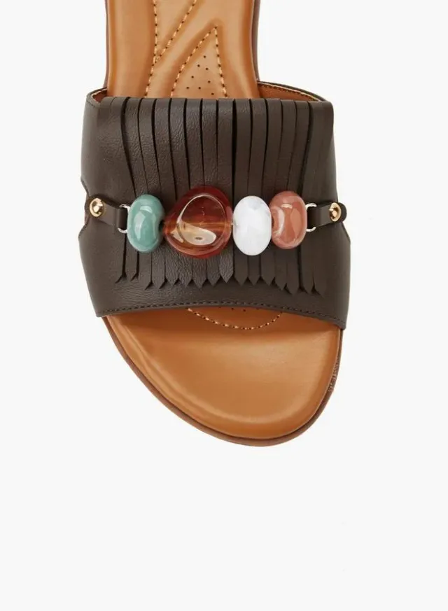 Women Fringed Embellished Slip-On Sandals – image 5