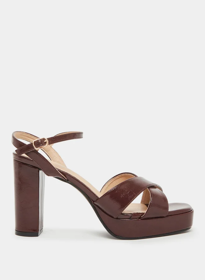 High Heel Platform Sandals Burgundy