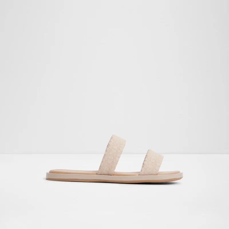 Patterned Double Strap Flat Sandals