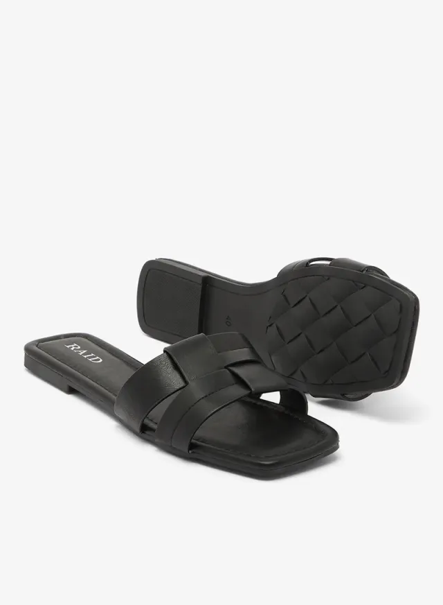 Tan PU Flat Slide Sandals for Women - Casual Slip-On Design – image 3
