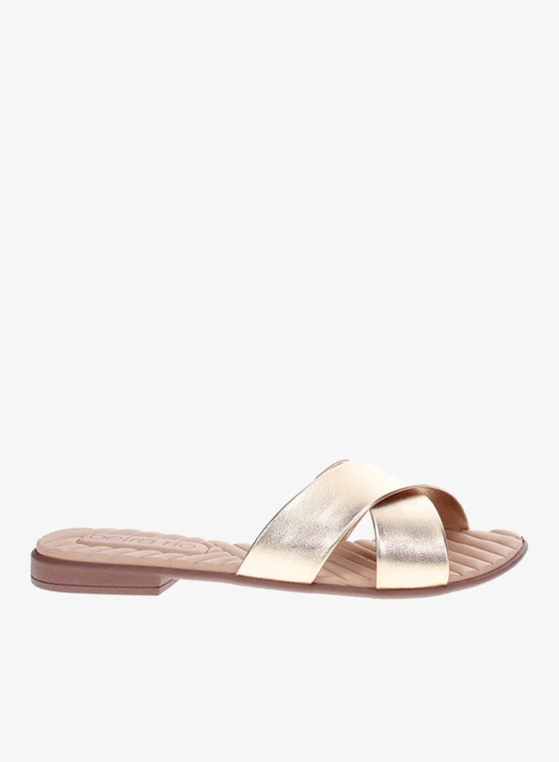 Beira Rio Ladies Flat Sandals Golden
