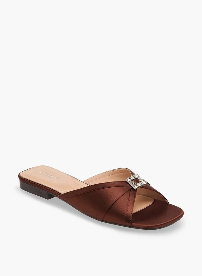 Women Embellished Satin Slip-On Sandals