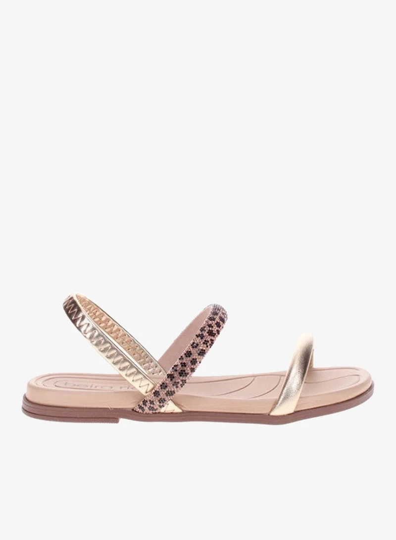 Beira Rio Women's Flat Sandals Golden