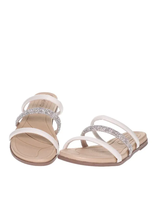 White PU Low Heel Sandal for Women - Slip On Style – image 4