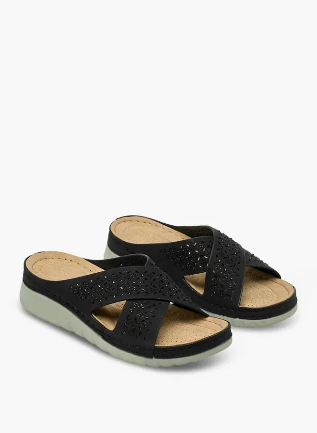 Flora Bella Women's Embellished Cross-Strap Sandals
