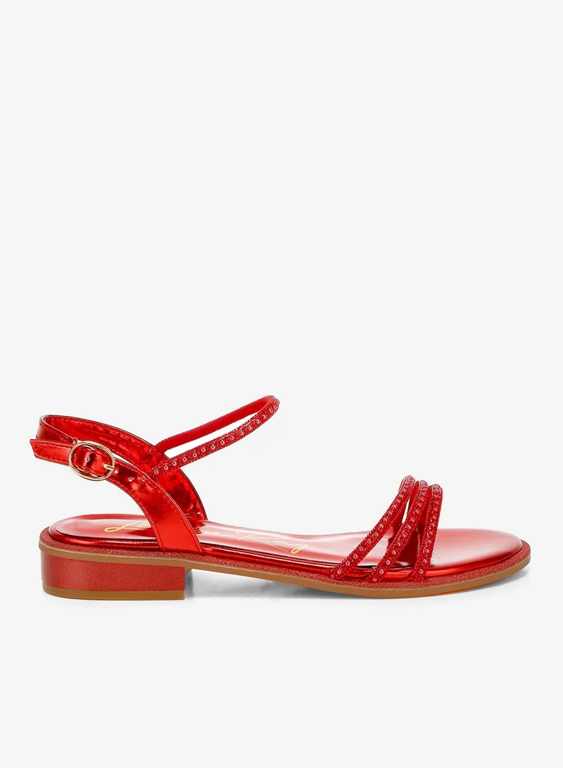 Rhinestone Pearl Flat Sandals Silver
