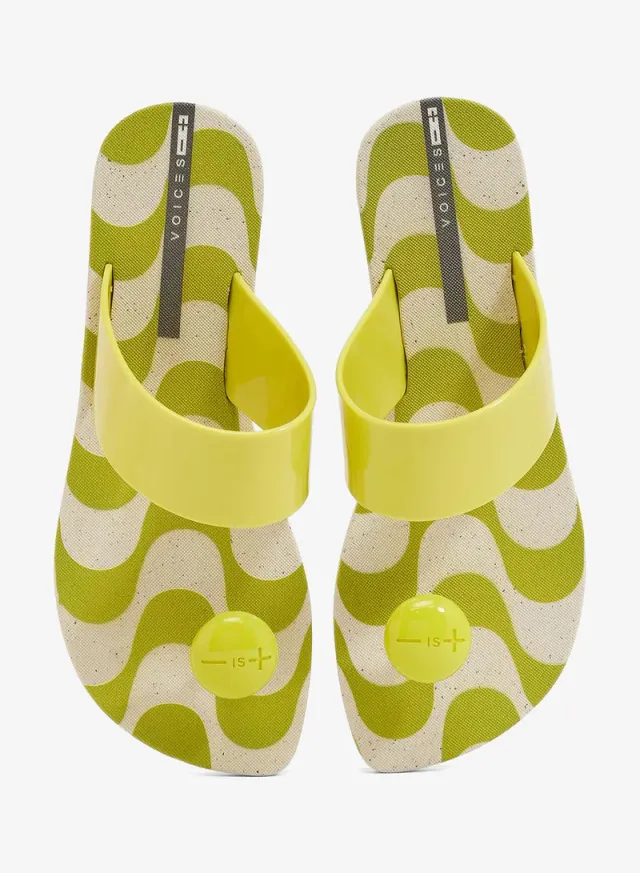 Look Copacabana Women's Printed Sole Single Strap Sandals Beige/Yellow – image 4