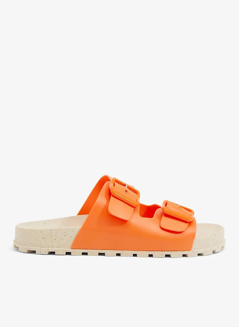 Folk Women's Birken Sandal Adjustable Strap Natural/Orange