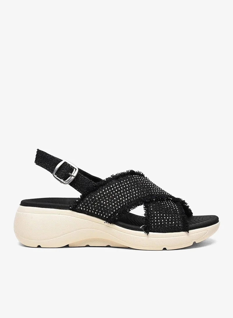 Crystal Strap Slingback Comfort Sandal