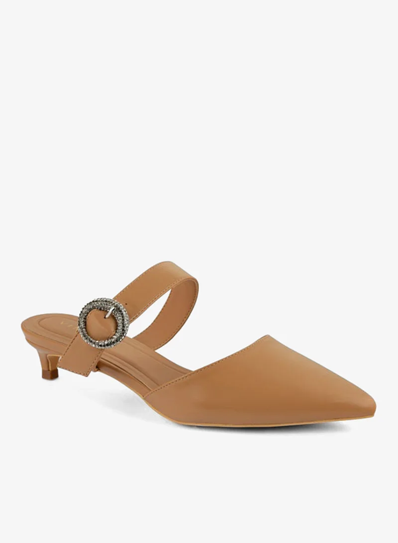 Pointed Toe Mid-Heel Single Strap Sandals