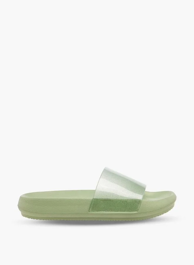 Women Glitter Print Slides