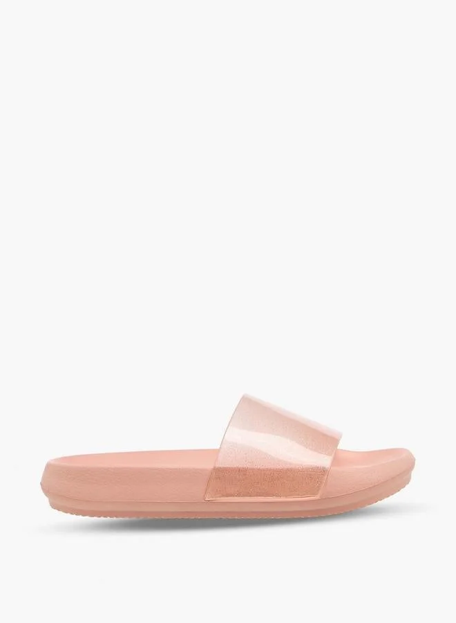 Women Glitter Print Slides