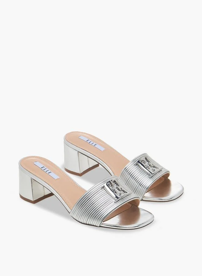Metallic Block Heel Sandals