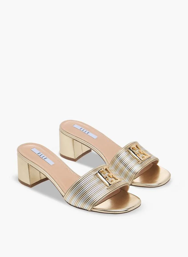 Metallic Block Heel Sandals
