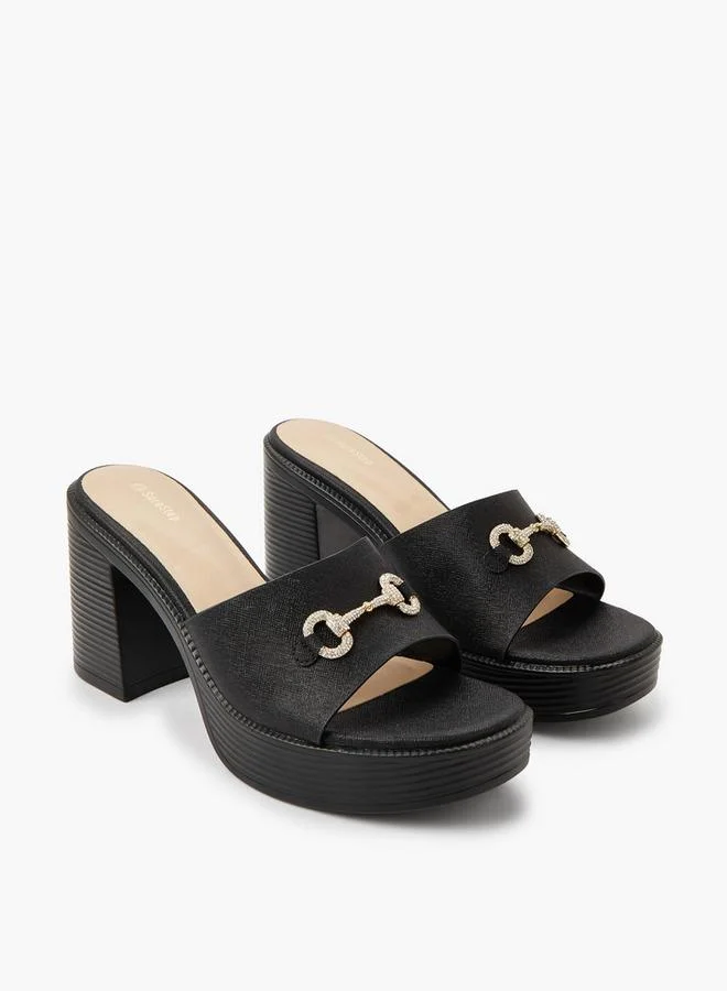Women's Metallic Block Heel Sandals