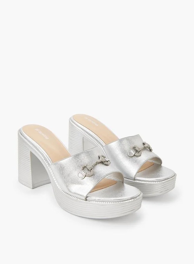 Women's Metallic Block Heel Sandals
