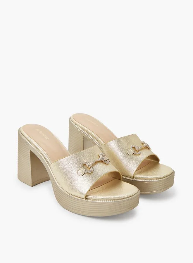 Women's Metallic Block Heel Sandals